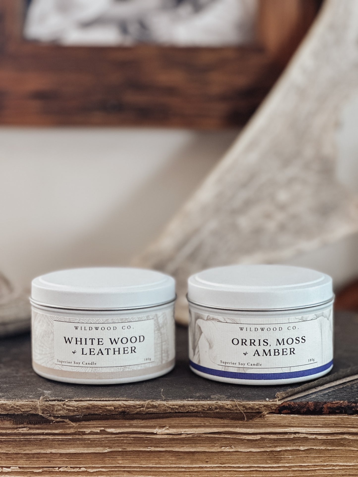 WHITE WOOD & LEATHER with Blood Orange, Vanilla + Nutmeg | 180g Candle