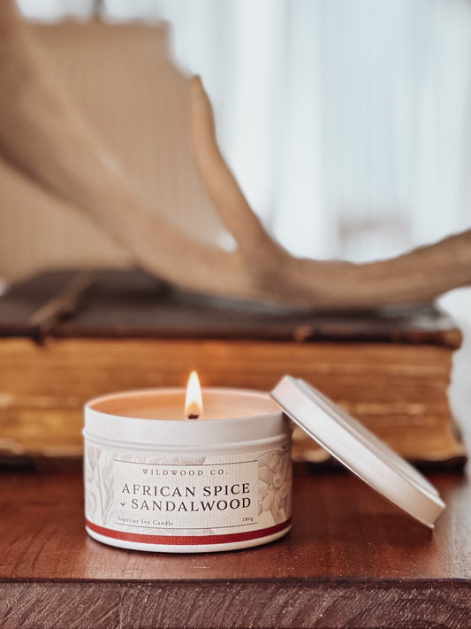 AFRICAN SPICE + SANDALWOOD with Fresh Citrus + Sweet Geranium | 180g Candle